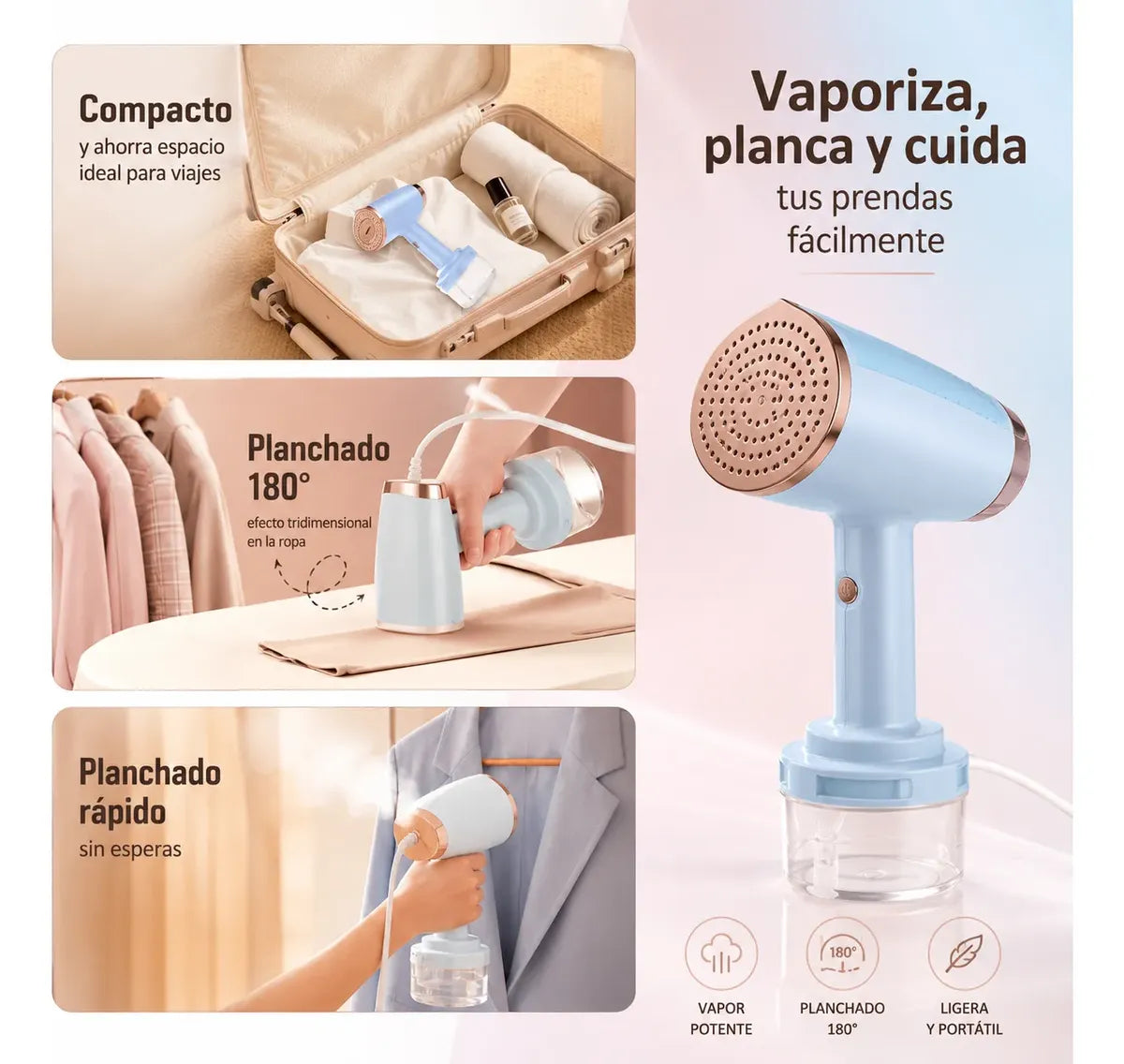 Plancha Vaporizadora De Ropa Portátil Elimina Arrugas Rápido