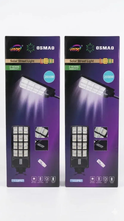 Pack X3 Foco Solar Led 2000w + Soporte Y Control Osmao