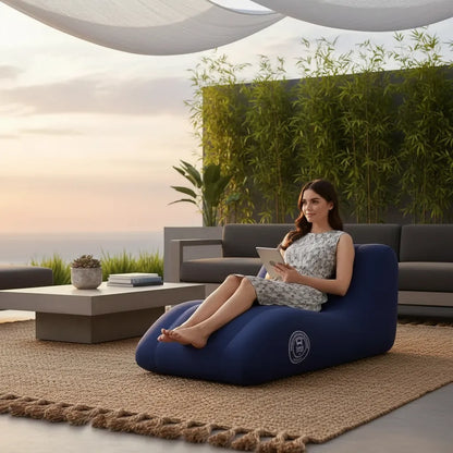 Sillon Inflable Reposera Tumbona Afelpada De Descanso 100kg