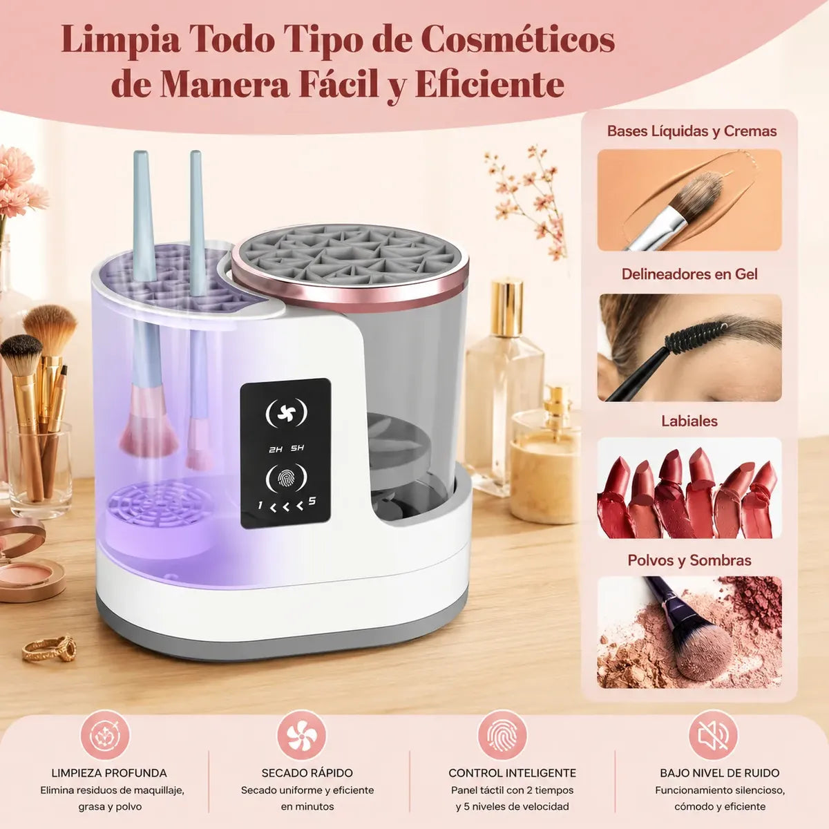 Limpiador De Brochas Eléctrico Profesional Secador Brochas