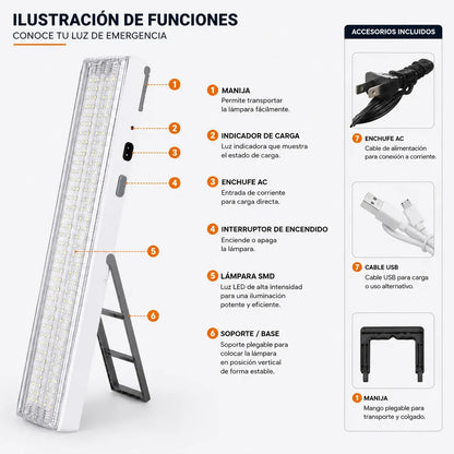 Pack 6 Focos Luz Emergencia 90 Led Recargable Alta Potencia