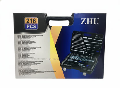 Caja Herramientas 216 PZAS, Kit Juego llaves y dados  216 Piezas