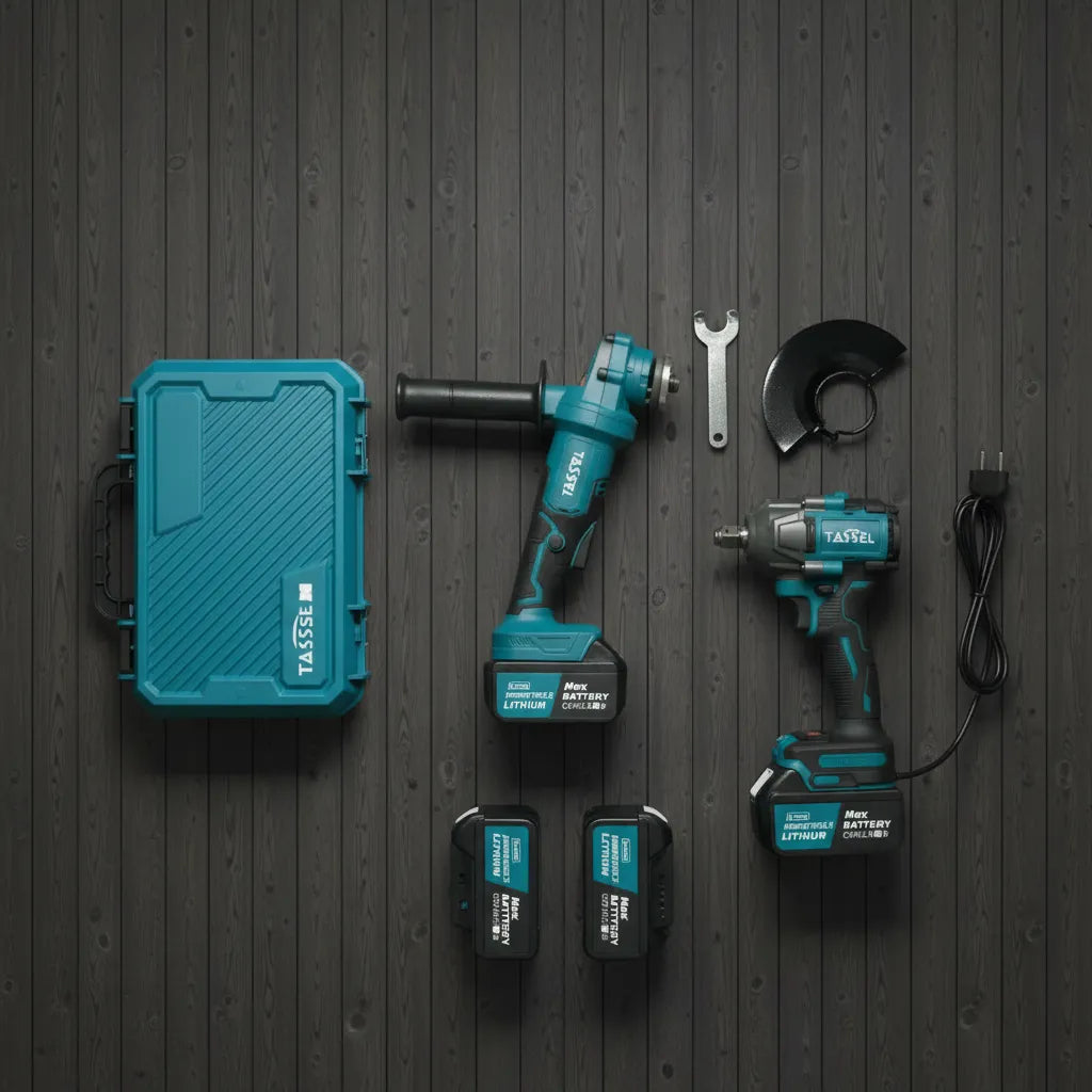 Set Inalámbrico Tasbel Llave Impacto +  Esmeril Angular  2 Baterías