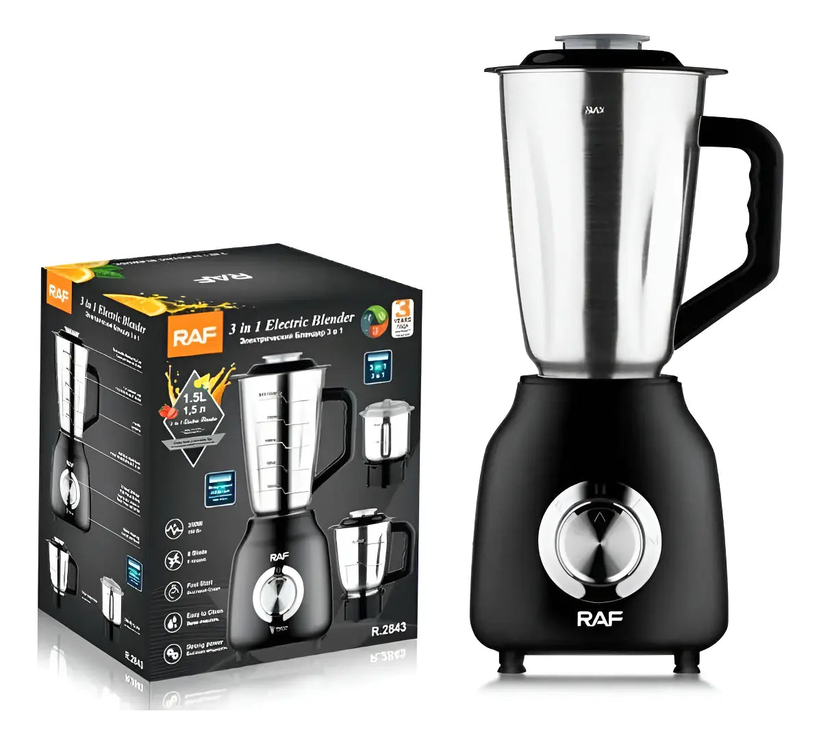 Licuadora Juguera 3 En 1 Vaso Metal De Alta Calidad 1,5lts