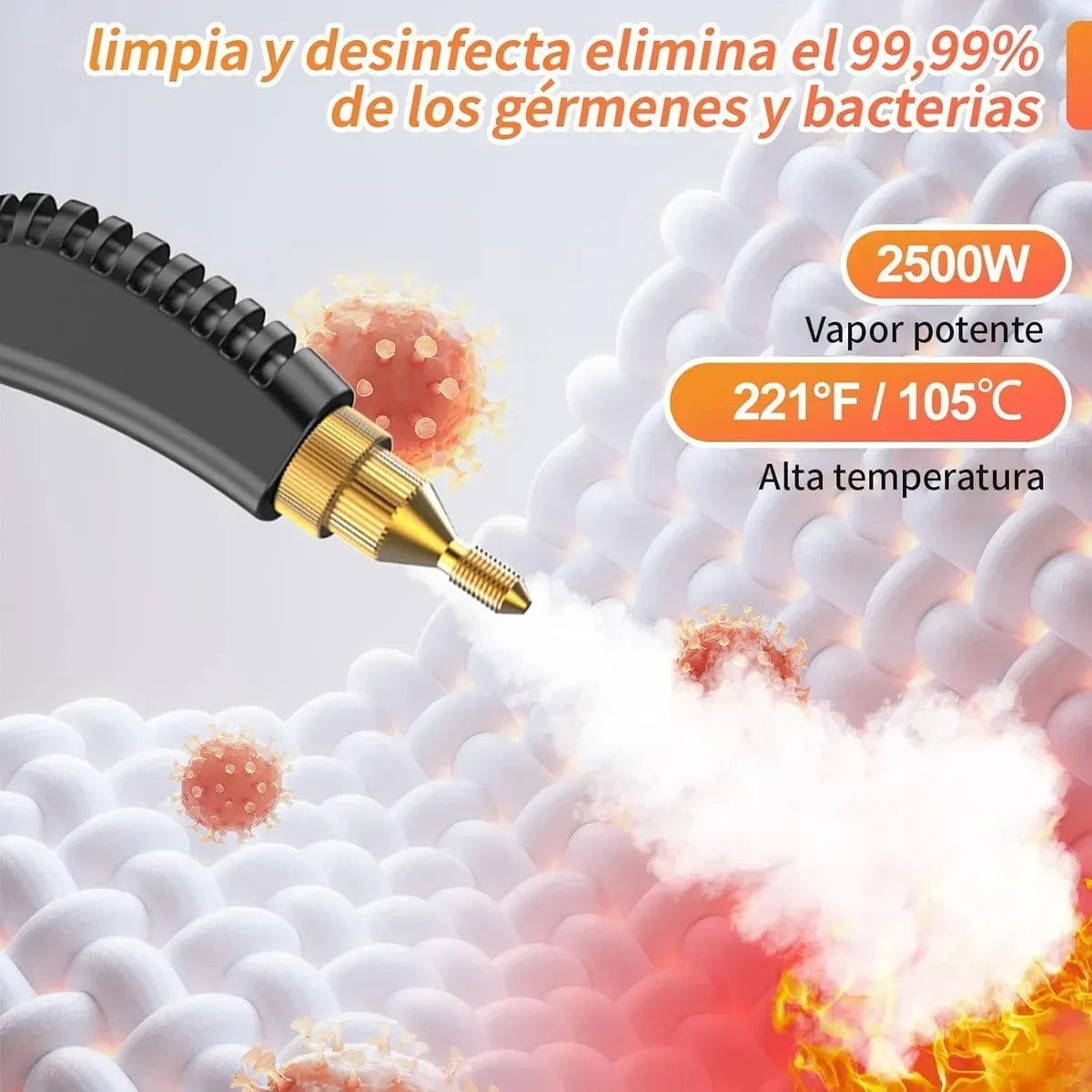 Limpiador De Vapor A Presión De Alta Temperatura De 2500w Color Blanco