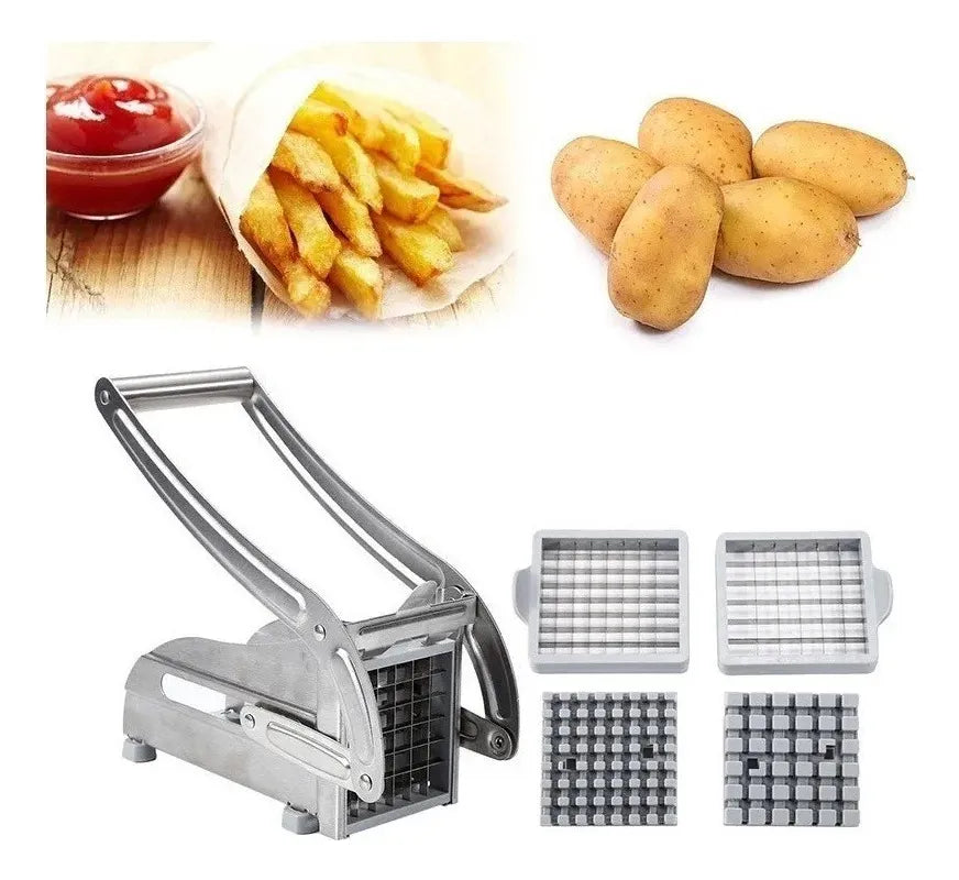 Cortador Picador De Papas Fritas Acero Inoxidable+ 2 Cuchillas