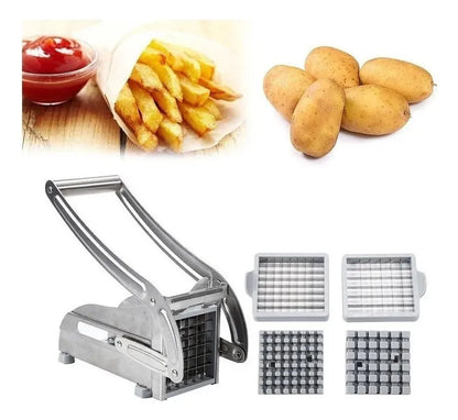 Cortador Picador De Papas Fritas Acero Inoxidable+ 2 Cuchillas