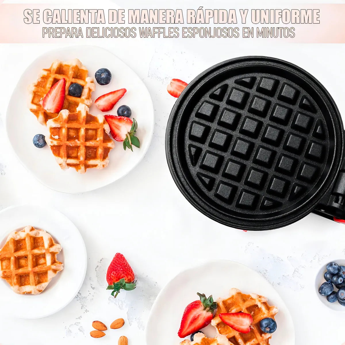 Mini Wafflera Redonda Luz Indicadora.