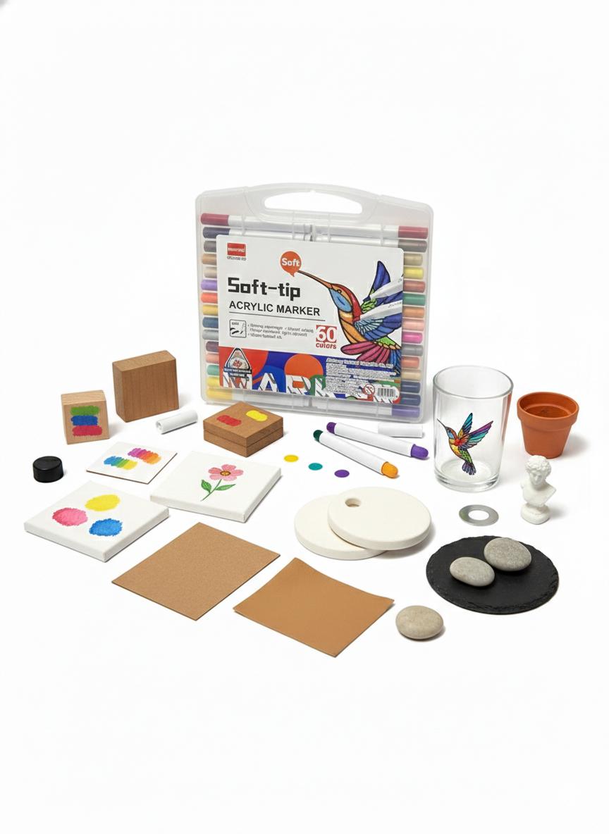 Set De Marcadores Acrilicos 60 Pzas Sof- Tip Punta  Pincel