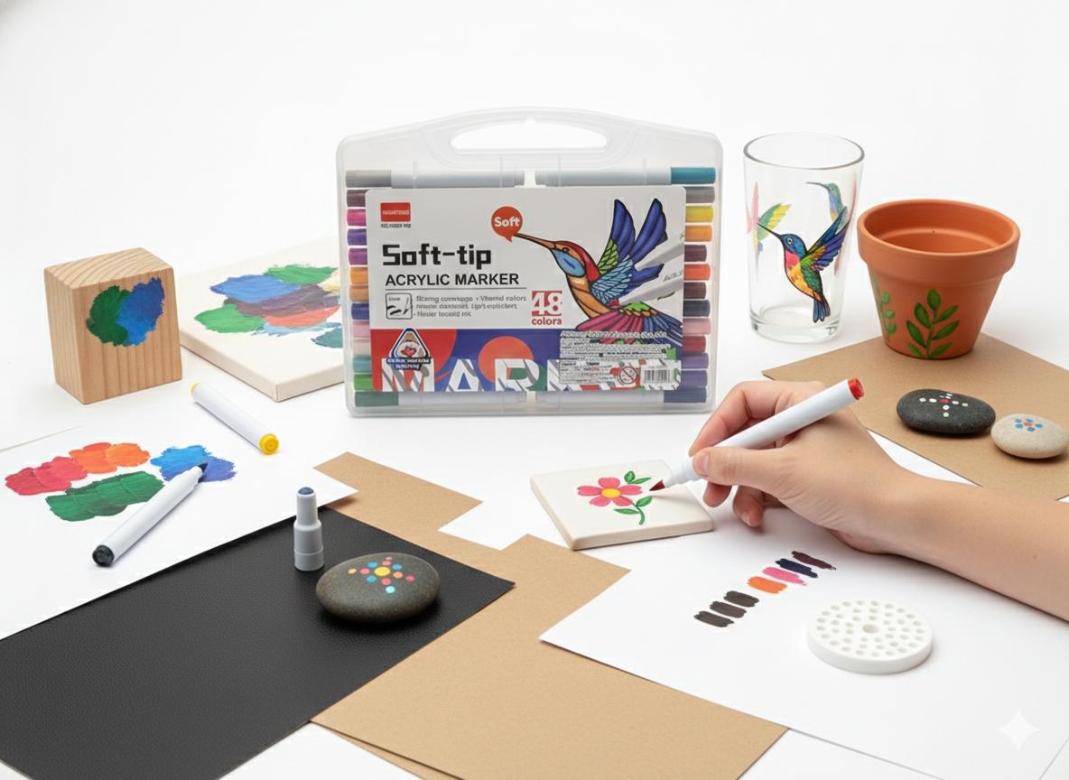 Set  De Plumones Aacrilico SOFT-TIP De 48 Pzas Multicolor