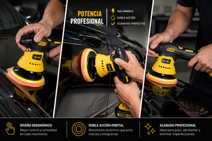 Pulidora Inalámbrica Orbital 12v Para Auto + 2 Baterías