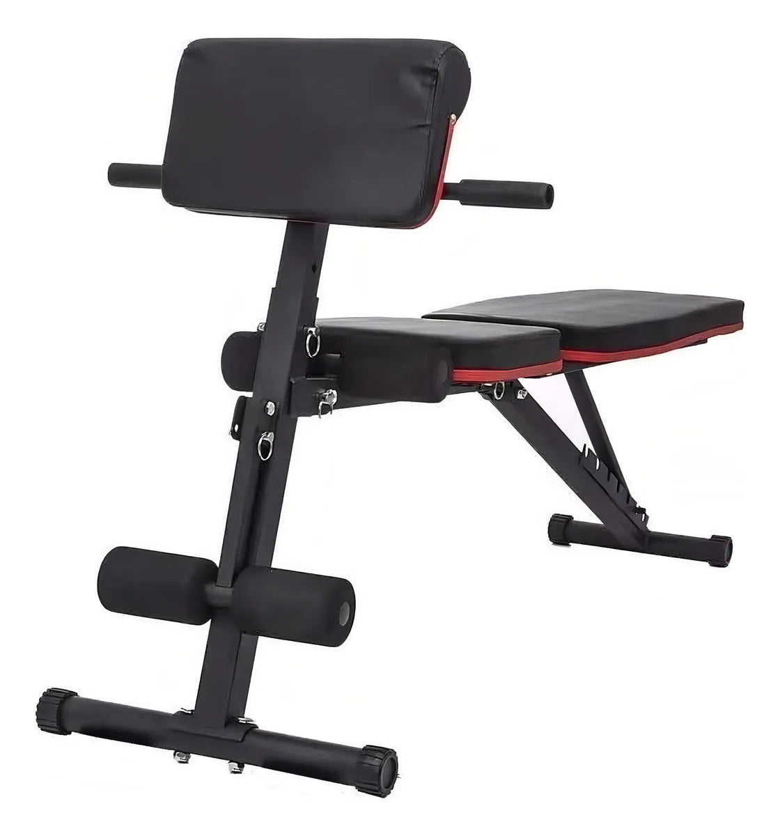 Banco Abdominal Plegable Negro con Respaldo Ajustable 7 Posiciones y Bandas Elásticas