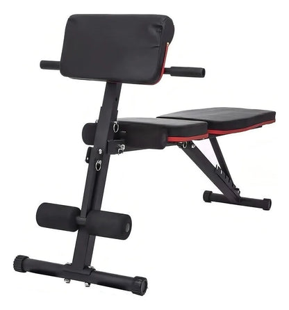 Banco Abdominal Plegable Negro con Respaldo Ajustable 7 Posiciones y Bandas Elásticas