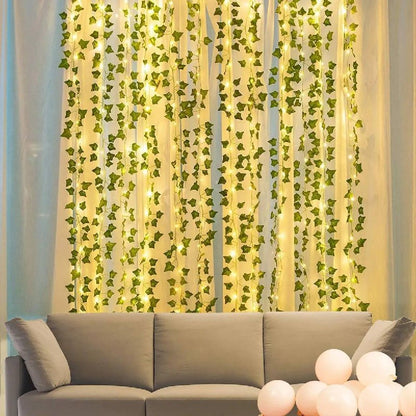 Enredadera Hojas Con Cortina De Luces Solar Decorativa