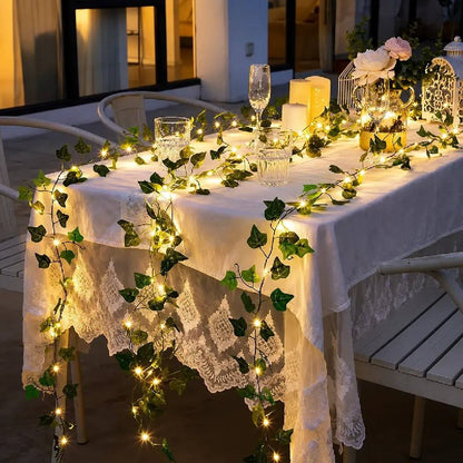 Enredadera Hojas Con Cortina De Luces Solar Decorativa