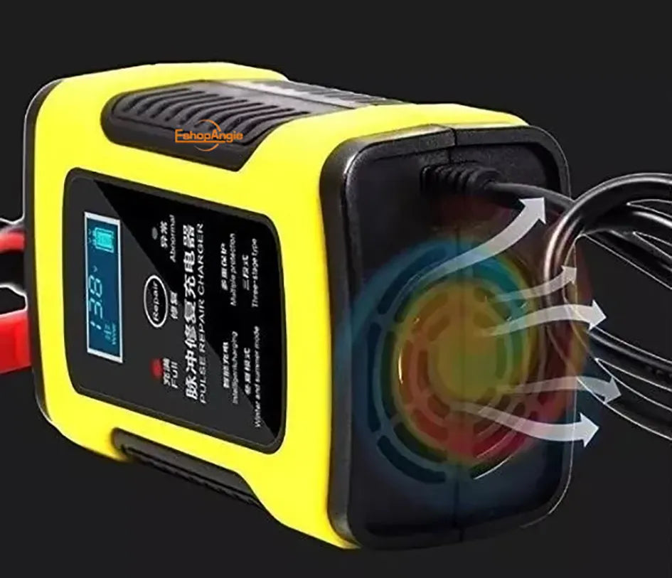 Cargador De Bateria 12v De Auto Moto Inteligente Cargarápida Color Amarillo