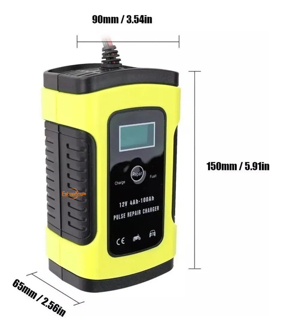 Cargador De Bateria 12v De Auto Moto Inteligente Cargarápida Color Amarillo