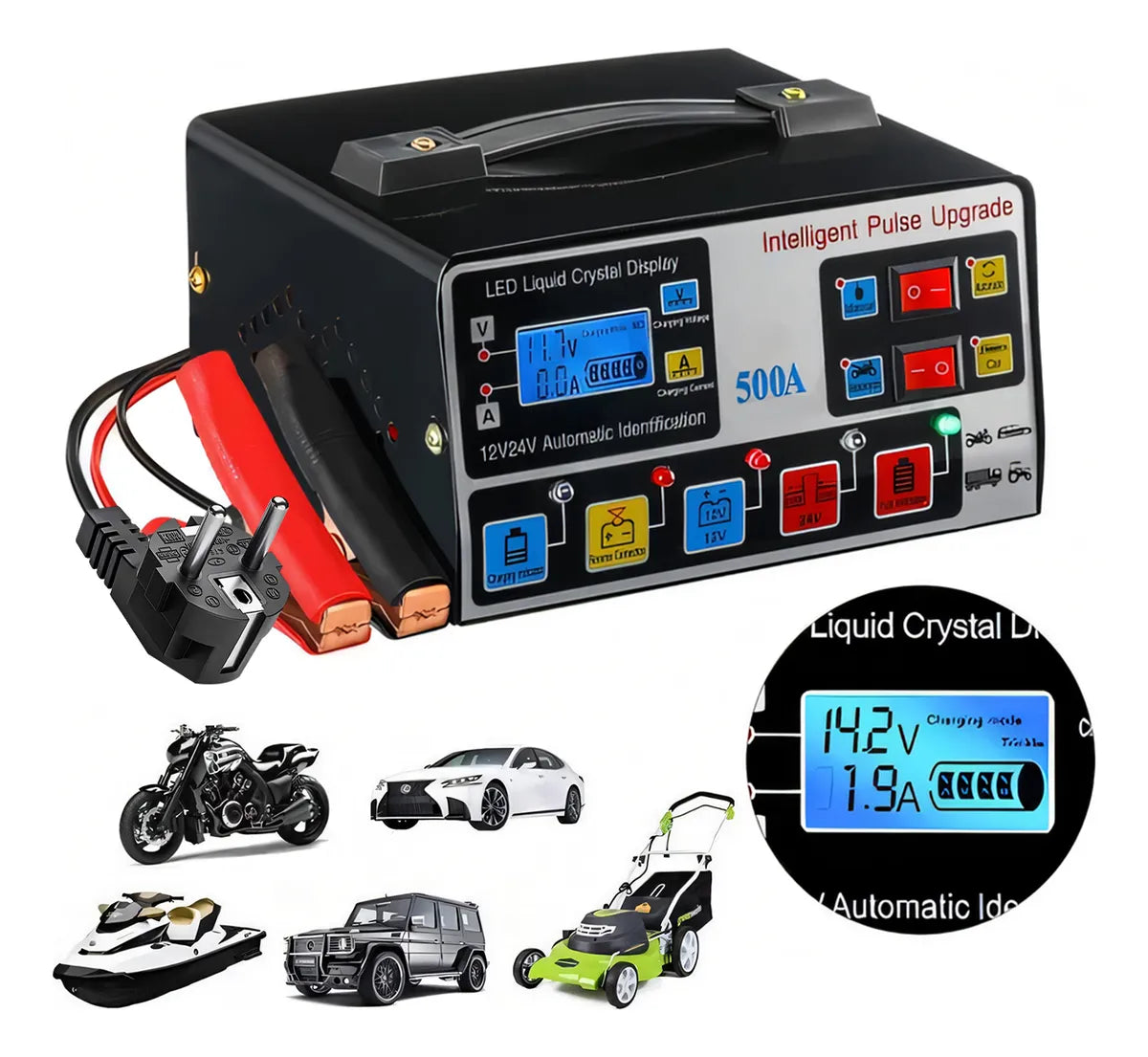Cargador De Batería Automático Inteligente Auto Moto Camión