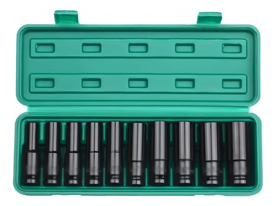 Juego Set Dados De Impacto 1/2, 10 Piezas De 10 A 24 Mm