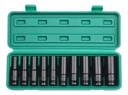 Juego Set Dados De Impacto 1/2, 10 Piezas De 10 A 24 Mm