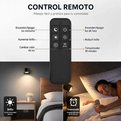 Lámpara Aplique Led Inalámbrica 3 Tonos Con Control Remoto