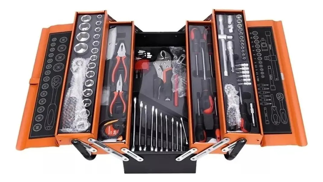 Caja De Herramientas Set 85 Pieza Plegable 5 Niveles Meta