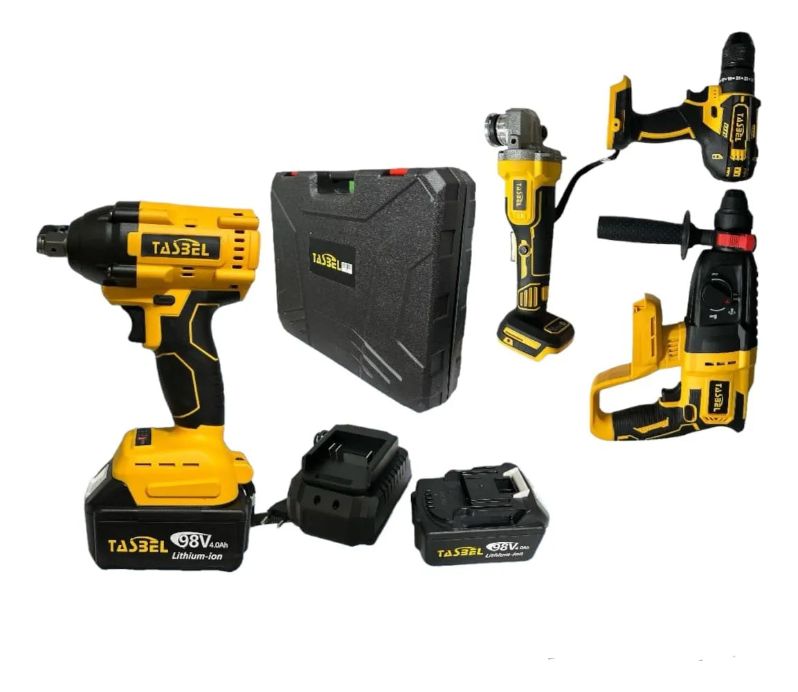Kit De Herramientas Taladro,esmeril,rotomartillo,taladro+ 2 Baterias y Cargador