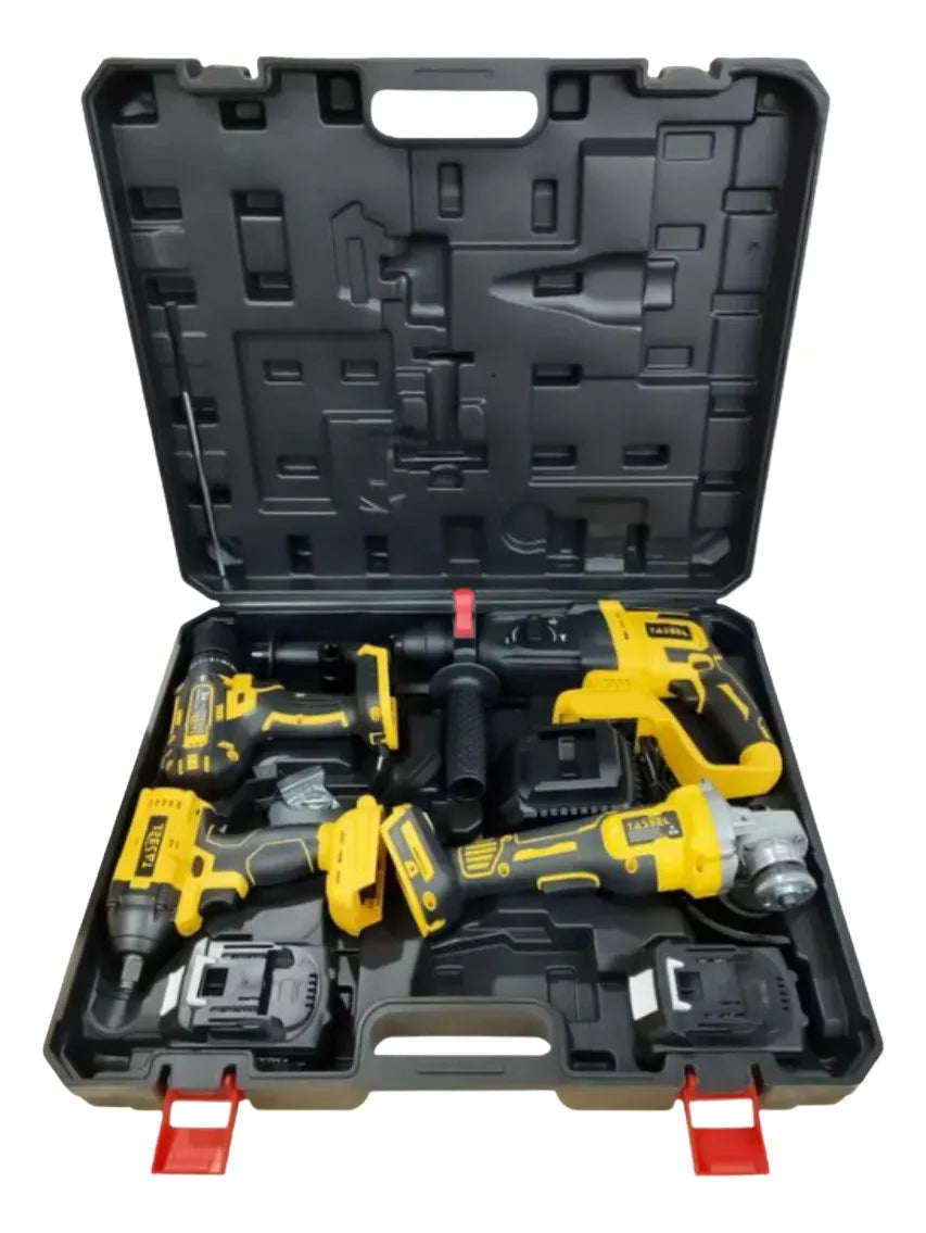 kit de 4 herramientas Llave De Impacto, Esmeril, Taladro Y Percutor Inalambrico+ 2 baterias de 98v