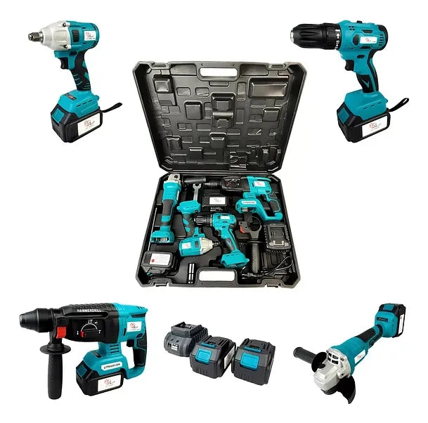 Kit De Herramientas Taladro,esmeril,rotomartillo,taladro+ 2 Baterias y Cargador