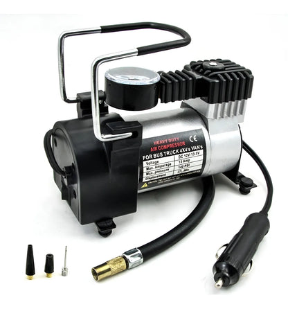 Compresor Aire Metalico Vehiculo Auto Moto Color Plateado