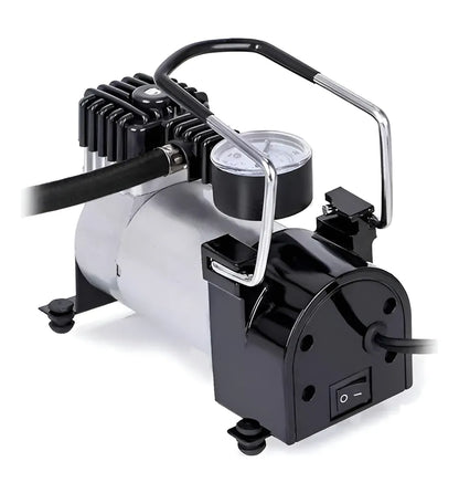 Compresor Aire Metalico Vehiculo Auto Moto Color Plateado