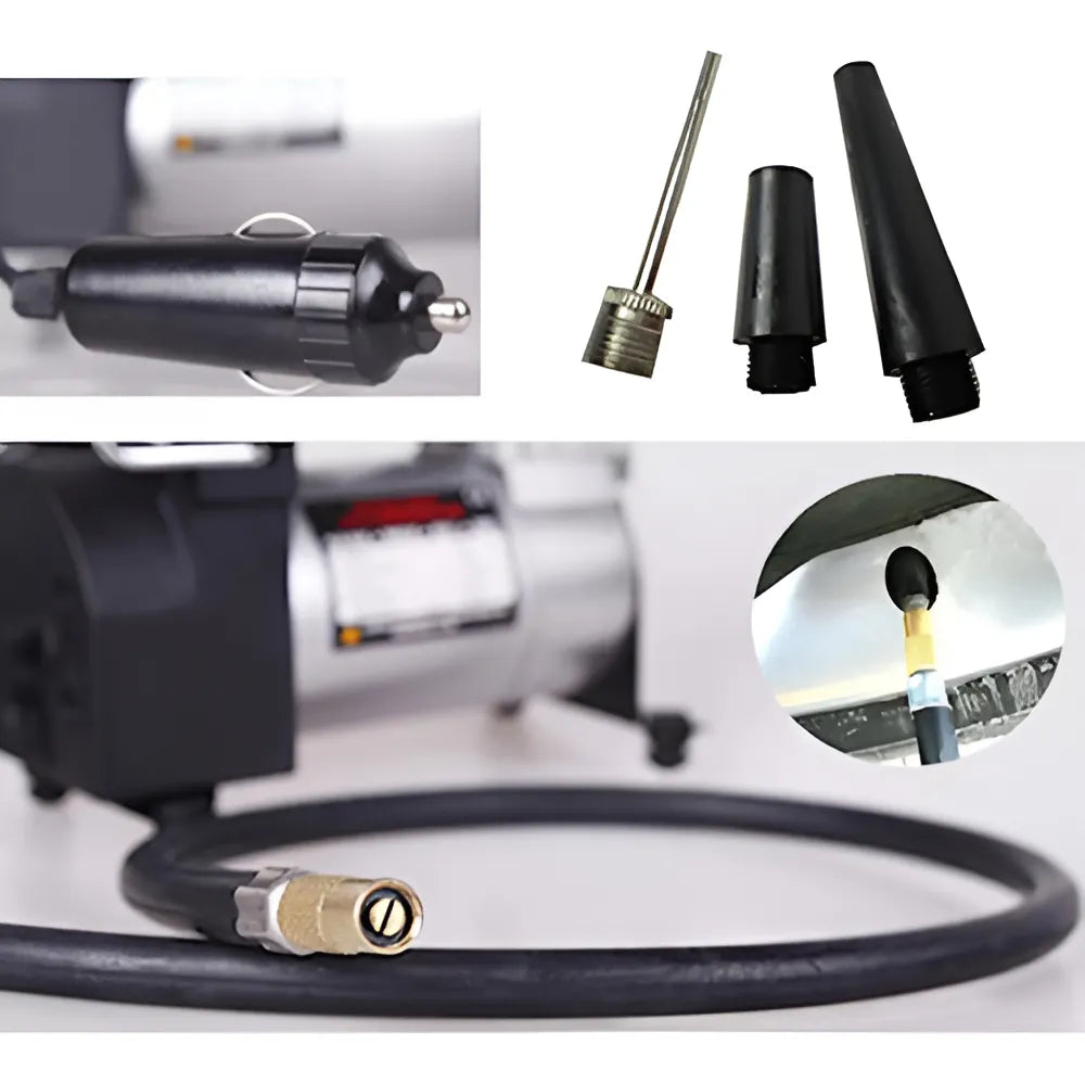 Compresor Aire Metalico Vehiculo Auto Moto Color Plateado