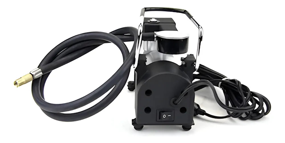 Compresor Aire Metalico Vehiculo Auto Moto Color Plateado