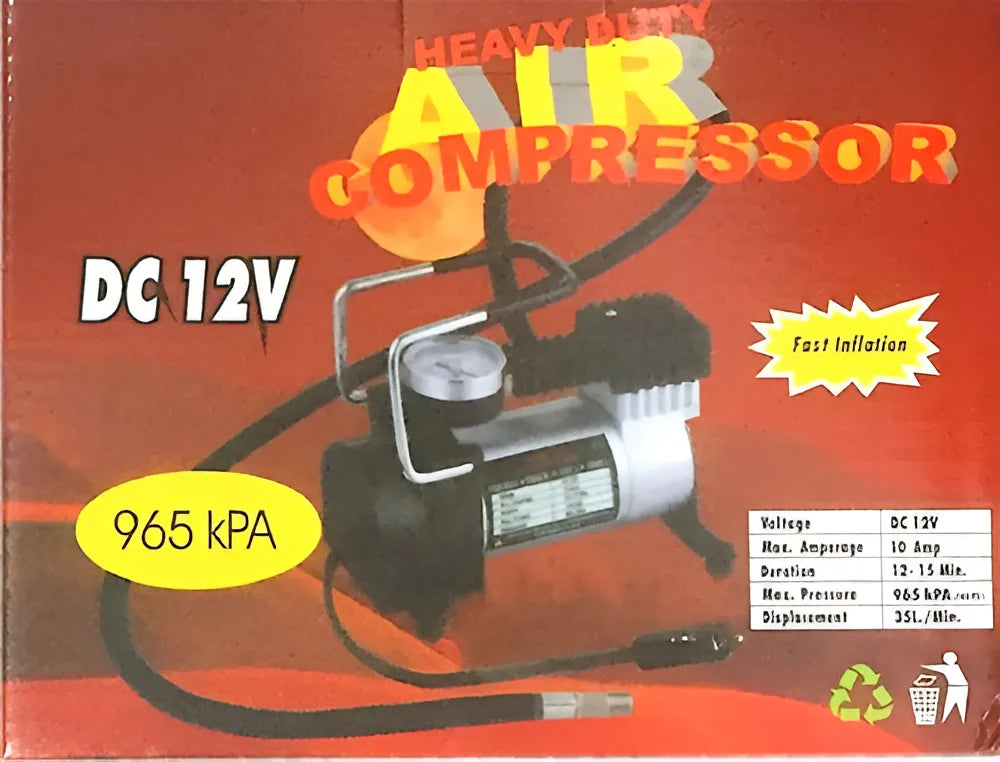 Compresor Aire Metalico Vehiculo Auto Moto Color Plateado