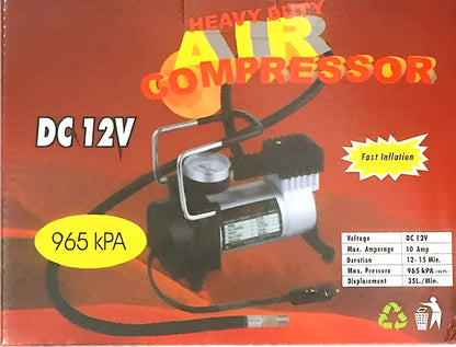 Compresor Aire Metalico Vehiculo Auto Moto Color Plateado