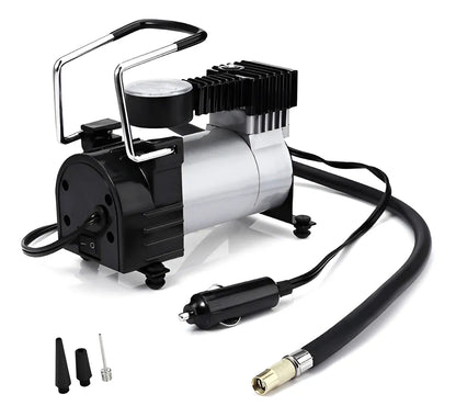 Compresor Aire Metalico Vehiculo Auto Moto Color Plateado