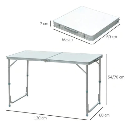 Mesa Plegable Blanca Transportable Lavable Camping 120x60cm Color Blanco