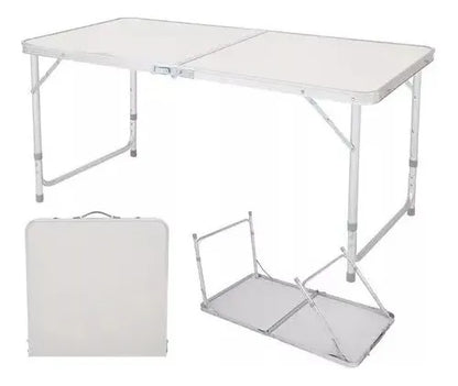 Mesa Plegable Blanca Transportable Lavable Camping 120x60cm Color Blanco