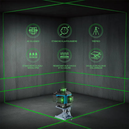 Nivel Laser 16 Lineas Verde 360 Y Tripode 1 Metro Ajustable