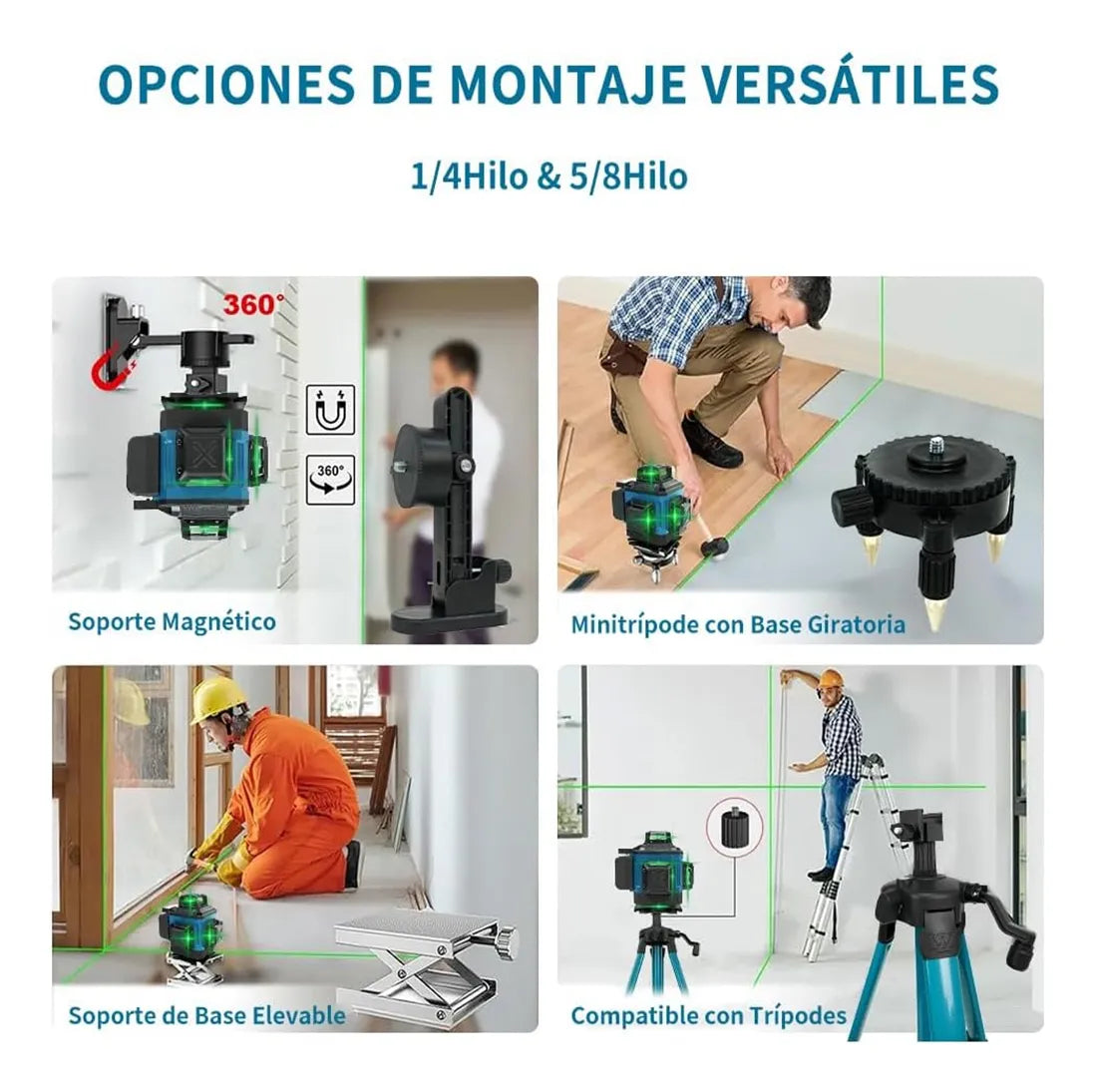 Nivel Laser 16 Lineas Verde 360 Y Tripode 1 Metro Ajustable