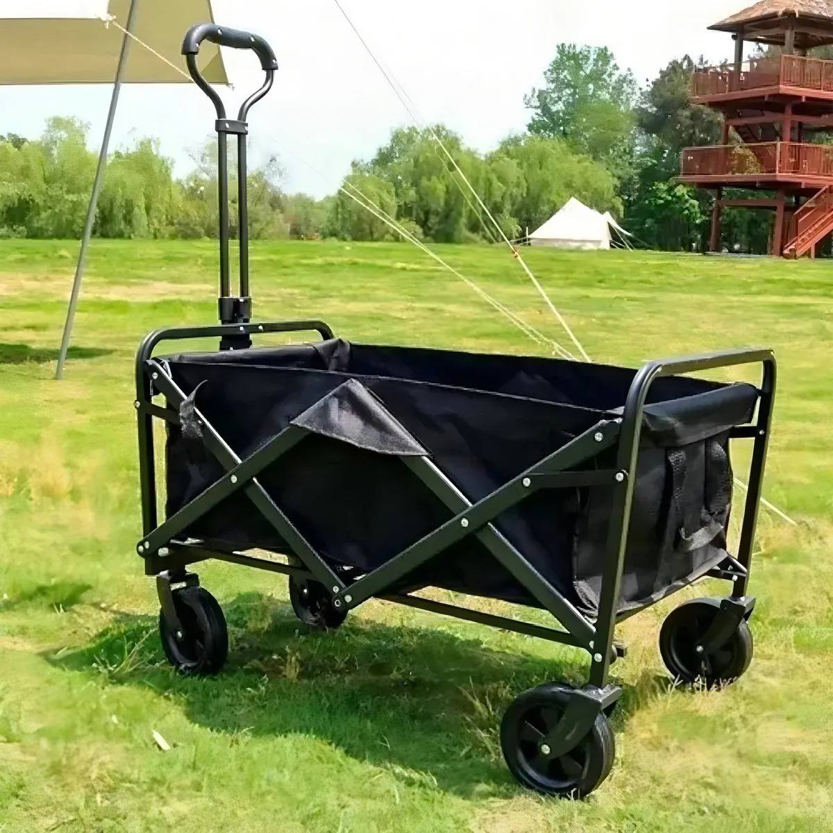 Carrito Para Compras Plegable Camping Jardin Mulltiuso Negro
