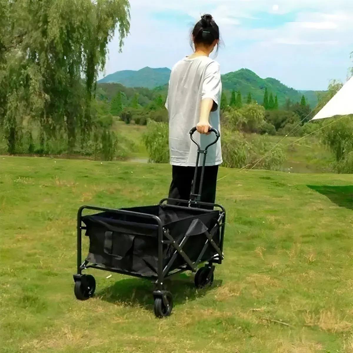 Carrito Para Compras Plegable Camping Jardin Mulltiuso Negro