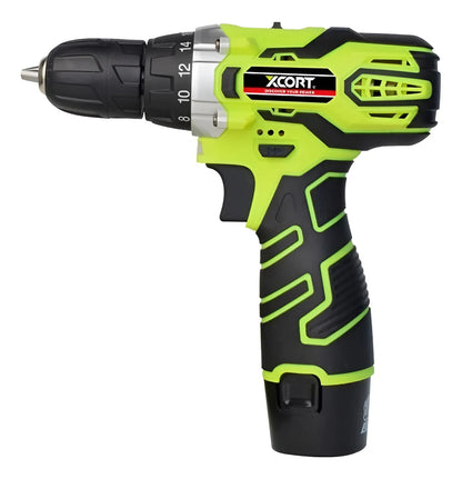 Kit Taladro Inalámbrico 12v Xcort Mod. Xdc08-12s Verde Lima