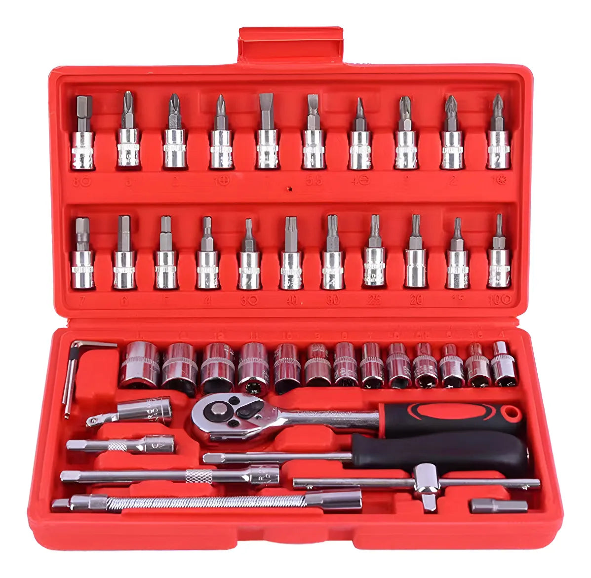 Kit De Herramientas Auto Chicharra Cuadrante 1/4 46 Piezas