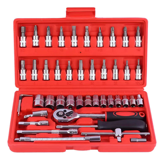 Kit De Herramientas Auto Chicharra Cuadrante 1/4 46 Piezas