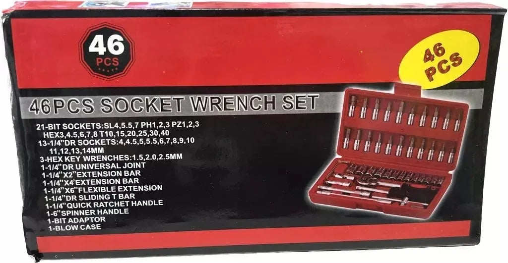 Kit De Herramientas Auto Chicharra Cuadrante 1/4 46 Piezas