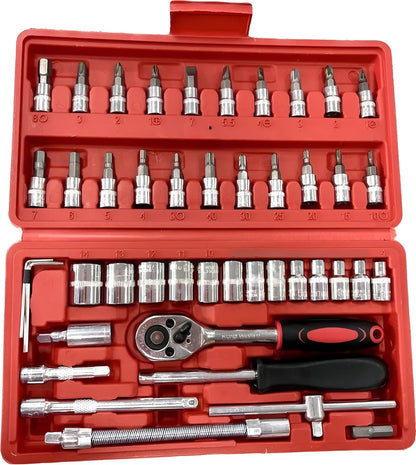 Kit De Herramientas Auto Chicharra Cuadrante 1/4 46 Piezas